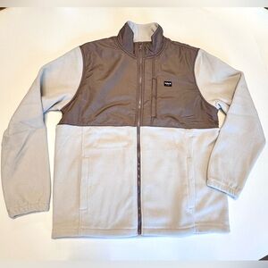 Hurley Mixed Media Fleece Full Zip Lightweight Jacket, color - bone, size L